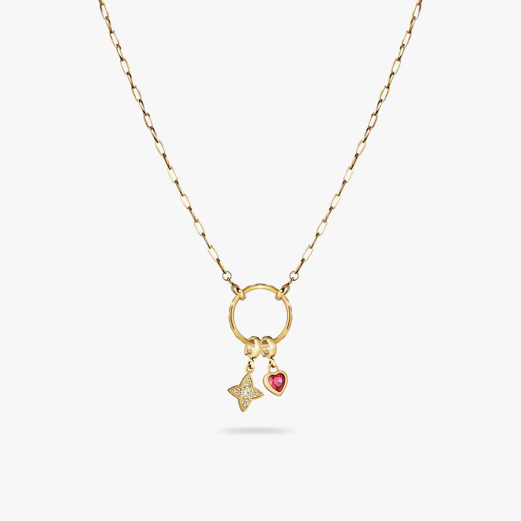 Kette Apolline Gold mit Anhängern Herz Petite und Brillare von Ave Sogno