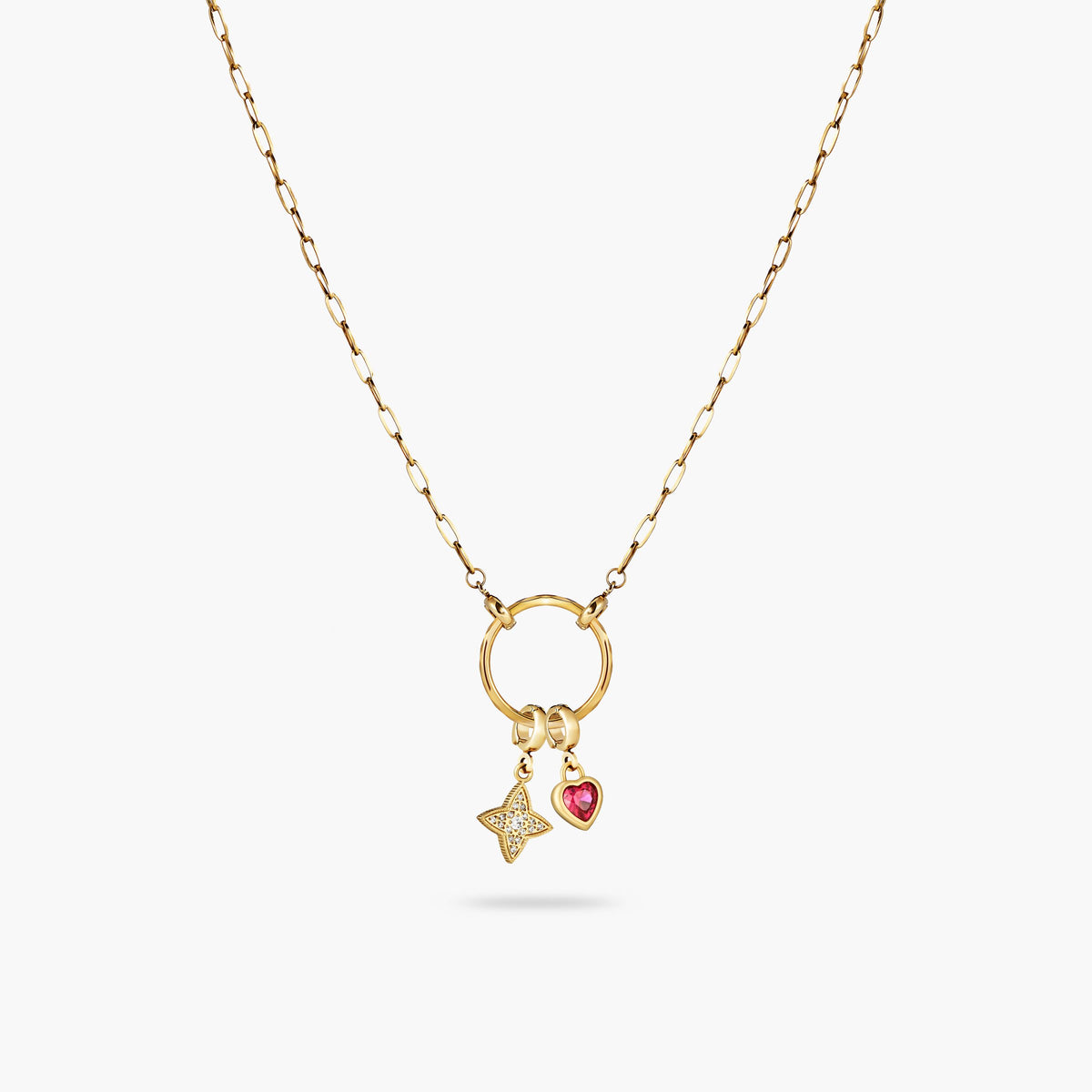 Kette Apolline Gold mit Anhängern Herz Petite und Brillare von Ave Sogno